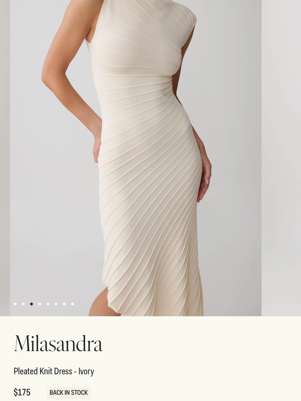 Meshki Ivory One-Shoulder Pleated Midi Dress